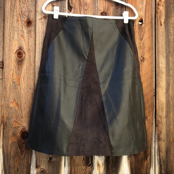 Catherine Malandrino Dresses & Skirts - Catherine Malandrino Brown Faux Leather and Suede Skirt 12